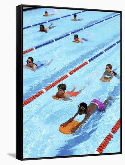 Children Learning to Swim-Bill Bachmann-Framed Stretched Canvas