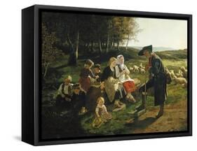 Children Listen to a Shepherd, 1868-Hubert Salentin-Framed Stretched Canvas