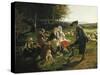 Children Listen to a Shepherd, 1868-Hubert Salentin-Stretched Canvas