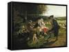 Children Listen to a Shepherd, 1868-Hubert Salentin-Framed Stretched Canvas