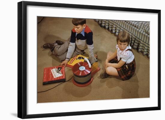 Children Listening to Records-William P. Gottlieb-Framed Photographic Print