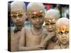 Children Look on after a Mundan or Head Tonsured Ceremony-null-Stretched Canvas