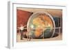 Children Looking at Giant Globe-null-Framed Art Print