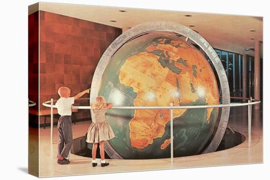 Children Looking at Giant Globe-null-Stretched Canvas