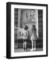 Children Looking at Posters Outside Movie Theater-Charles E^ Steinheimer-Framed Photographic Print