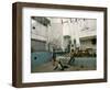 Children of an Immigrant Family from Bolivia Play Soccer at Their House-null-Framed Photographic Print