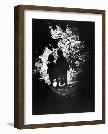 Children of Photographer with Eugene Smith Walking Hand in Hand in Woods Behind His Home-W^ Eugene Smith-Framed Photographic Print