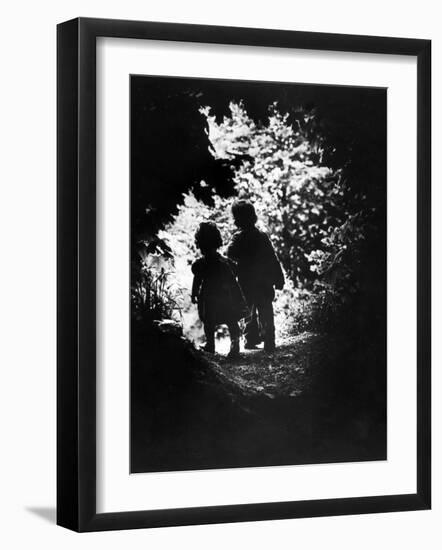 Children of Photographer with Eugene Smith Walking Hand in Hand in Woods Behind His Home-W^ Eugene Smith-Framed Photographic Print