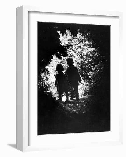 Children of Photographer with Eugene Smith Walking Hand in Hand in Woods Behind His Home-W^ Eugene Smith-Framed Photographic Print