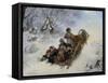 Children on a Horse Drawn Sleigh, 1870-Ivan Andreyevich Pelevin-Framed Stretched Canvas