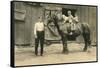 Children on Back of Draft Horse-null-Framed Stretched Canvas