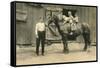 Children on Back of Draft Horse-null-Framed Stretched Canvas