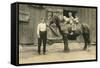 Children on Back of Draft Horse-null-Framed Stretched Canvas