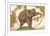 Children on Elephant-null-Framed Premium Giclee Print