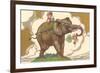 Children on Elephant-null-Framed Premium Giclee Print