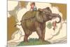 Children on Elephant-null-Mounted Premium Giclee Print