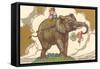 Children on Elephant-null-Framed Stretched Canvas