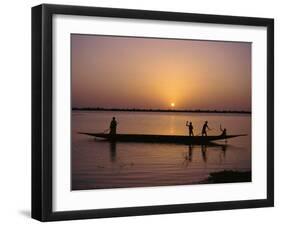 Children on Local Pirogue or Canoe on the Bani River at Sunset at Sofara, Mali, Africa-Pate Jenny-Framed Photographic Print