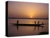 Children on Local Pirogue or Canoe on the Bani River at Sunset at Sofara, Mali, Africa-Pate Jenny-Stretched Canvas