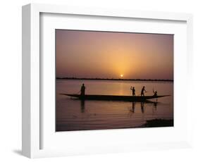 Children on Local Pirogue or Canoe on the Bani River at Sunset at Sofara, Mali, Africa-Pate Jenny-Framed Photographic Print