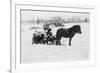 Children on Pony Drawn Sled Photograph-Lantern Press-Framed Premium Giclee Print