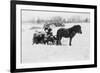 Children on Pony Drawn Sled Photograph-Lantern Press-Framed Premium Giclee Print