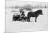 Children on Pony Drawn Sled Photograph-Lantern Press-Mounted Premium Giclee Print