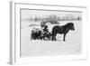 Children on Pony Drawn Sled Photograph-Lantern Press-Framed Art Print