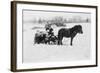 Children on Pony Drawn Sled Photograph-Lantern Press-Framed Art Print