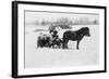 Children on Pony Drawn Sled Photograph-Lantern Press-Framed Art Print