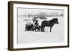 Children on Pony Drawn Sled Photograph-Lantern Press-Framed Art Print
