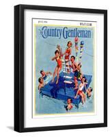 "Children on Swimming Platform," Country Gentleman Cover, July 1, 1931-William Meade Prince-Framed Giclee Print