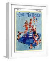 "Children on Swimming Platform," Country Gentleman Cover, July 1, 1931-William Meade Prince-Framed Giclee Print