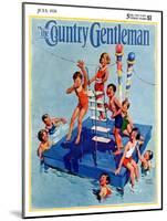 "Children on Swimming Platform," Country Gentleman Cover, July 1, 1931-William Meade Prince-Mounted Giclee Print