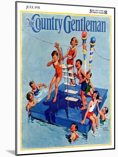 "Children on Swimming Platform," Country Gentleman Cover, July 1, 1931-William Meade Prince-Mounted Giclee Print