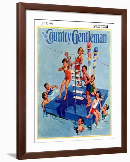 "Children on Swimming Platform," Country Gentleman Cover, July 1, 1931-William Meade Prince-Framed Giclee Print