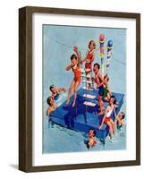 "Children on Swimming Platform,"July 1, 1931-William Meade Prince-Framed Giclee Print