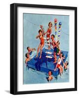 "Children on Swimming Platform,"July 1, 1931-William Meade Prince-Framed Giclee Print