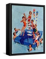"Children on Swimming Platform,"July 1, 1931-William Meade Prince-Framed Stretched Canvas