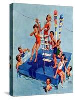 "Children on Swimming Platform,"July 1, 1931-William Meade Prince-Stretched Canvas