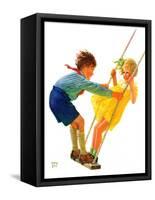 "Children on Swing,"June 22, 1935-Eugene Iverd-Framed Stretched Canvas