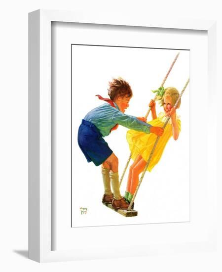 "Children on Swing,"June 22, 1935-Eugene Iverd-Framed Giclee Print