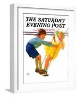 "Children on Swing," Saturday Evening Post Cover, June 22, 1935-Eugene Iverd-Framed Giclee Print