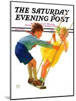 "Children on Swing," Saturday Evening Post Cover, June 22, 1935-Eugene Iverd-Mounted Giclee Print