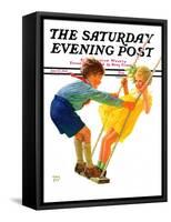 "Children on Swing," Saturday Evening Post Cover, June 22, 1935-Eugene Iverd-Framed Stretched Canvas