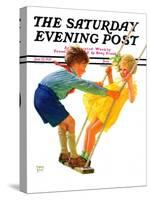 "Children on Swing," Saturday Evening Post Cover, June 22, 1935-Eugene Iverd-Stretched Canvas