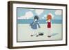 Children on the Beach, a Boy in a Sailor Suit Has His Trousers Bitten by a Crab-A. Bertiglia-Framed Art Print