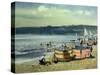 Children on the Beach at Abersoch-Trevor Chamberlain-Stretched Canvas