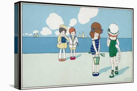Children on the Beach, Wanting to Make Friends But Feeling a Bit Shy-A. Bertiglia-Stretched Canvas