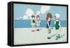 Children on the Beach, Wanting to Make Friends But Feeling a Bit Shy-A. Bertiglia-Framed Stretched Canvas